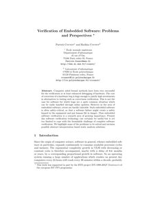 Veriﬁcation of Embedded Software: Problems and Perspectives