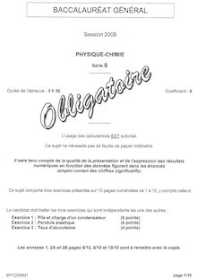 Physique - Chimie 2008 Scientifique Baccalauréat général