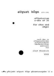Partition complète et parties, Offertorium, C major, Högn, August
