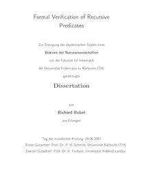 Formal verification of recursive predicates [Elektronische Ressource] / von Richard Bubel