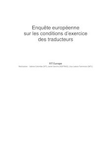 Enquête européenne sur les conditions d exercice des traducteurs