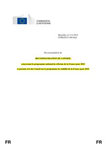 Recommandation du Conseil à la France pour 2015