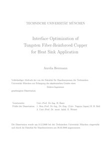 Interface optimization of tungsten fiber-reinforced copper for heat sink application [Elektronische Ressource] / Aurelia Herrmann