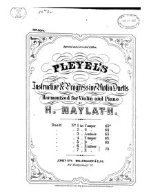 Partition Piano , partie, 6 Duos, Pleyel, Ignaz par Ignaz Pleyel