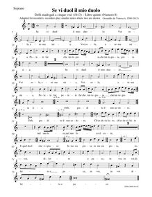 Partition Soprano enregistrement , Madrigali A Cinque Voci [Libro Quinto] par Carlo Gesualdo