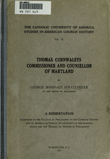 Thomas Cornwaleys, commissioner and counsellor of Maryland