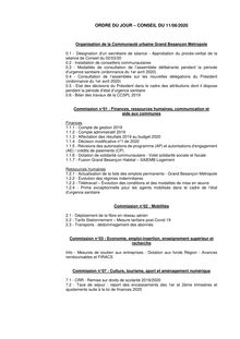 Ordre du jour : conseil communautaire Grand Besançon Métropole 11 juin 2020