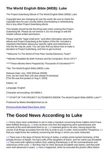 The World English Bible (WEB): Luke