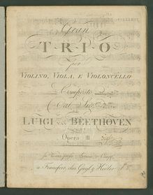 Partition parties, corde Trio, E♭ major, Beethoven, Ludwig van