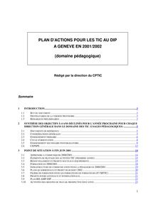 PLAN D ACTIONS POUR LES TIC AU DIP A GENEVE EN 2001/2002 ...