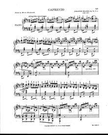 Partition , Capriccio en B Minor, 8 Klavierstücke, 8 Piano Pieces