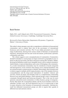 Djelic, M. L. and S. Quack (eds.) 2010. Transnational Communities: Shaping Global Economic Governance. Cambridge: Cambridge University Press.