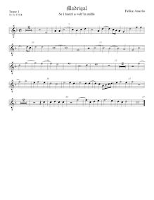 Partition ténor viole de gambe 1, octave aigu clef, madrigaux pour 5 voix par  Felice Anerio
