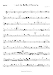 Partition Alto Sax 1, 2 (E♭), Music pour pour Royal Fireworks, Fireworks Music