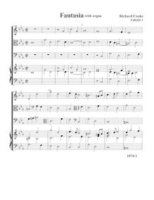 Partition complète, fantaisies pour 3 violes de gambe et orgue, Cooke, Richard par Richard Cooke