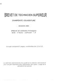 Btscharp 2003 sciences physiques appliquees