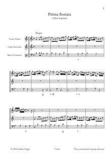 Partition complète, Prima Sonata A Doi Soprani, Castello, Dario
