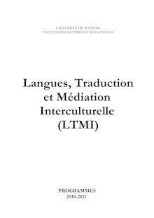 Licence Langues, Traduction et Médiation interculturelle (LTMI ...