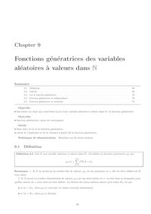cours sur les fonctions génératrices des variables aléatoires