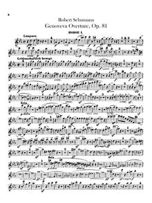 Partition hautbois 1, 2, Genoveva, Op.81, Schumann, Robert