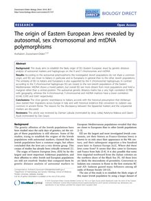 The origin of Eastern European Jews revealed by autosomal, sex chromosomal and mtDNA polymorphisms