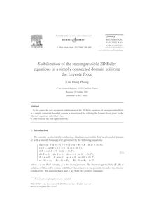 Stabilization of the incompressible 2D Euler equations in a simply connected domain utilizing the Lorentz force