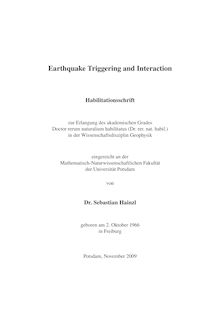 Earthquake triggering and interaction [Elektronische Ressource] / von Sebastian Hainzl