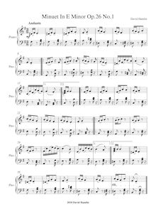 Partition complète, Minuet en E minor Op.26 No.1, E minor, Hamlin, David