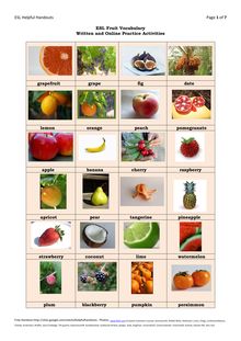 Esl fruit vocabulary