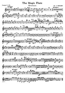 Partition trompette 1, 2 (B♭-transposed, E♭), Die Zauberflöte, The Magic Flute