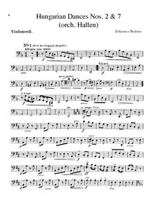 Partition violoncelles, 21 Hungarian Dances (orchestre), Brahms, Johannes