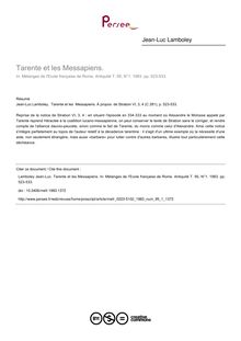 Tarente et les Messapiens.  - article ; n°1 ; vol.95, pg 523-533