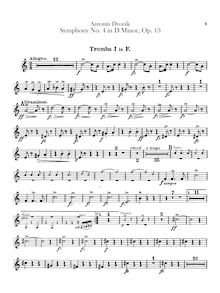 Partition trompette 1, 2 (inF ), Symphony No.4, Symfonie č.4, D minor