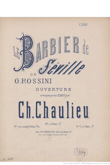 Partition complète, Il barbiere di Siviglia, ossia L inutile precauzione par Gioacchino Rossini