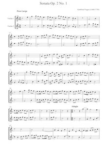Partition complète, Six sonates of Two parties pour Two flûtes, Finger, Godfrey