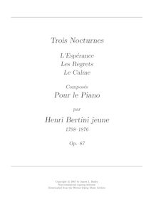 Partition complète, Trois nocturnes Op.87, L Esperance, Les Regrets, Le Calme