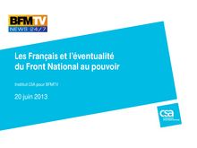 CSA : Les Français et l’éventualité du Front National au pouvoir