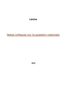 Notes critiques sur la question nationale