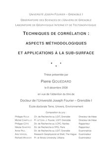 Techniques de corrélation : aspects méthodologiques et ...