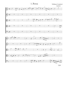 Partition Fantasia VdGS No.1 - partition complète (Tr Tr T T B), fantaisies pour 5 violes de gambe par William Cranford
