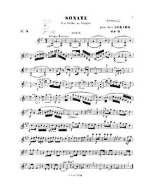 Partition de violon, violon Sonata No.3, Op.9, Godard, Benjamin