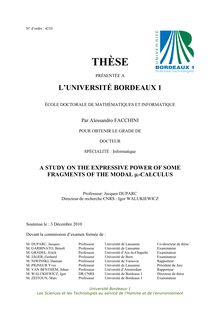 A study on the expressive power of some fragments of the modal µ-calculus