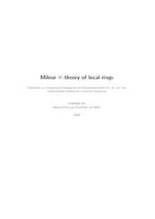 Milnor K-theory of local rings [Elektronische Ressource] / vorgelegt von Moritz Kerz