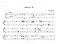 Partition Voluntary III (G minor), Bénévoles, Stanley, John