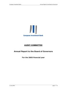 Annual Report of the Audit Committee 2003