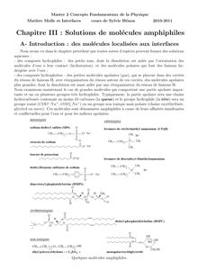 Chapitre III : Solutions de molécules amphiphiles