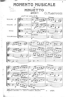 Score, Momento musicale e minuetto, Arrangement for string quartet of Momento musicale Op.64 No.1 + Minuetto Op.55 No.1
