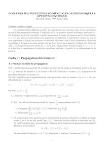 Mathématiques I 1999 Classe Prepa HEC (S) HEC