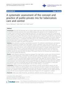 A systematic assessment of the concept and practice of public-private mix for tuberculosis care and control