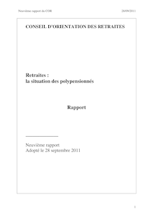 Retraites : la situation des polypensionnés - Neuvième rapport du Conseil d orientation des retraites